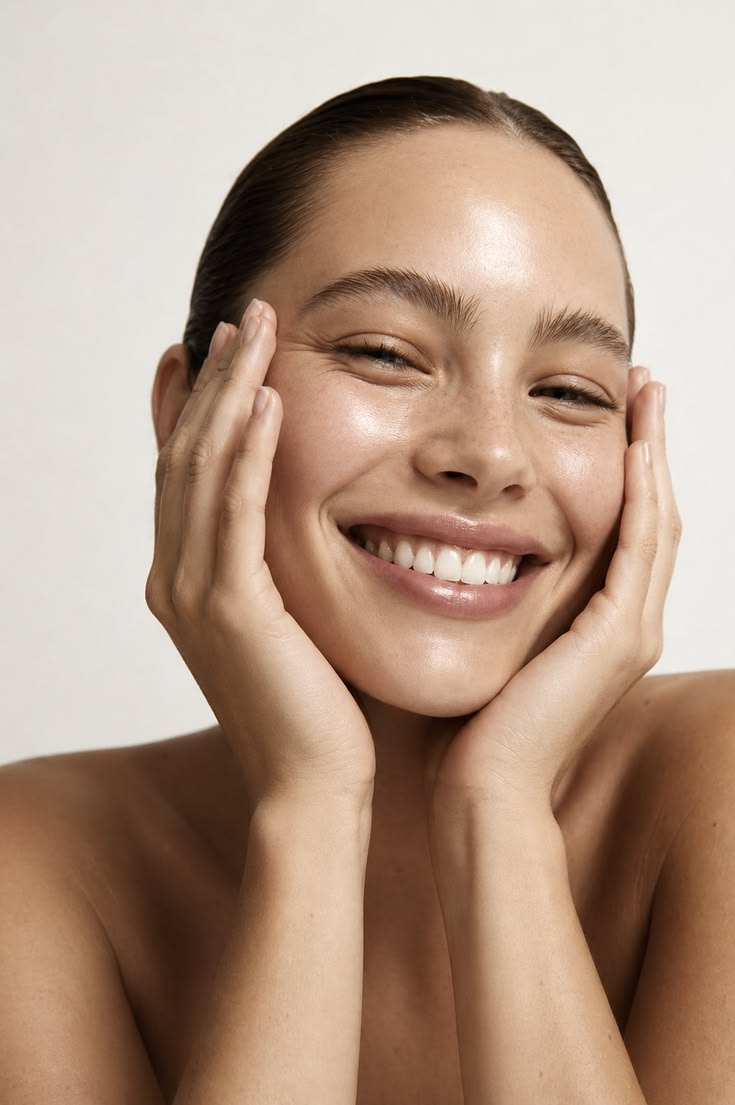 Smiling woman with luminous skin